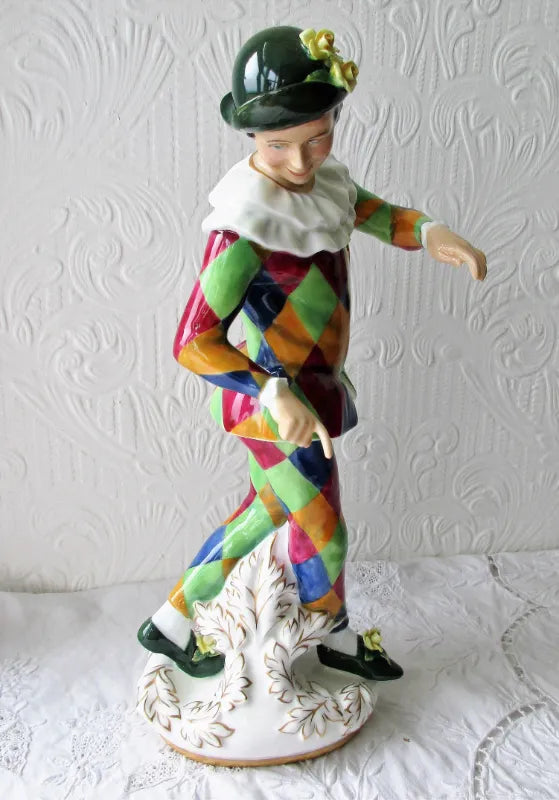 Pair of Royal Doulton Porcelain Figurines ~ Harlequin ~ HN 2737 & Columbine ~ HN 2738