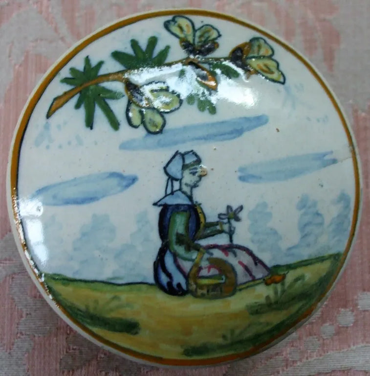 Vintage Henriot Quimper French Faience Box & Cover