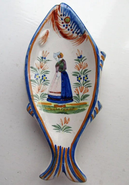 Vintage Henriot Quimper French Faience Fish Dish