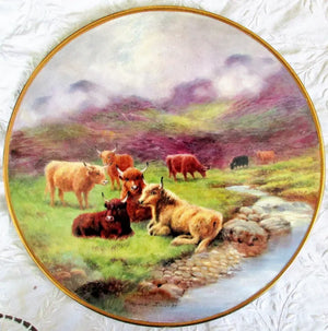 Porcelain Cake / Cheese Stand ~ "Highland Cattle"