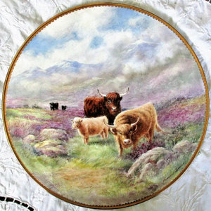 Porcelain Cake / Cheese Stand ~ "Highland Cattle"