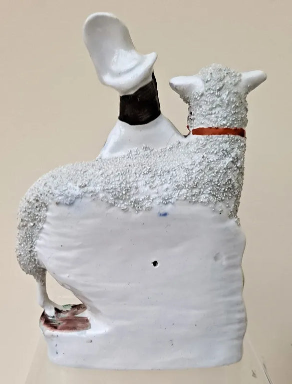 Antique Victorian Staffordshire Figure ~ Highland Girl with Sheep