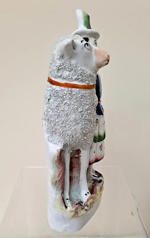 Antique Victorian Staffordshire Figure ~ Highland Girl with Sheep