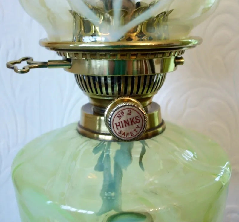 Antique English Victorian Hinks Ionic Column Brass Oil Lamp