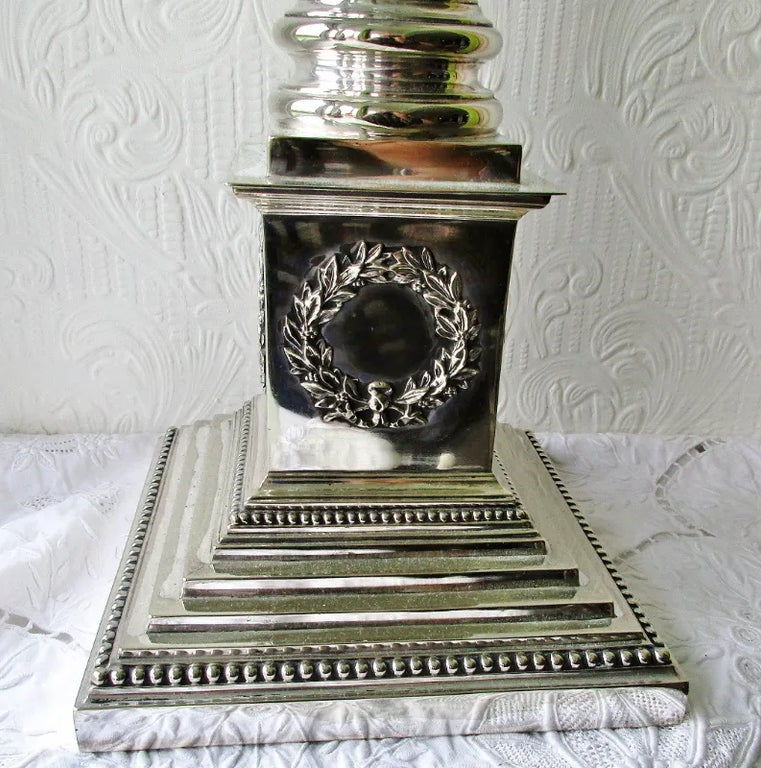 Antique English Victorian Hinks Silver Plated Banqueting Oil Lamp