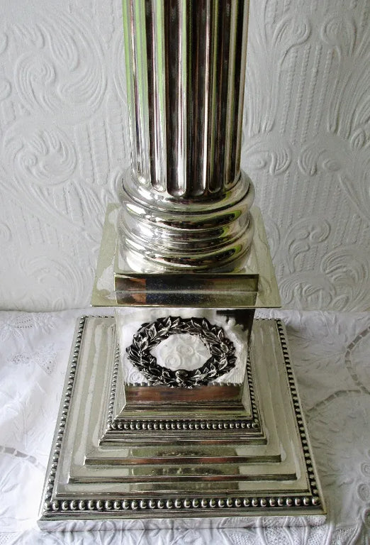 Antique English Victorian Hinks Silver Plated Banqueting Oil Lamp