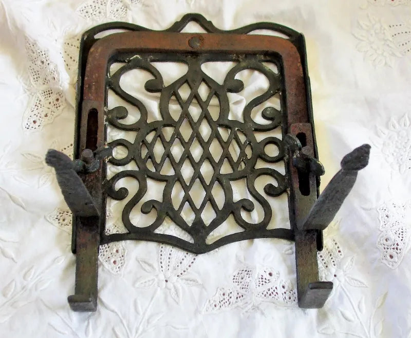 Antique English Victorian Brass & Iron Hook-on Trivet