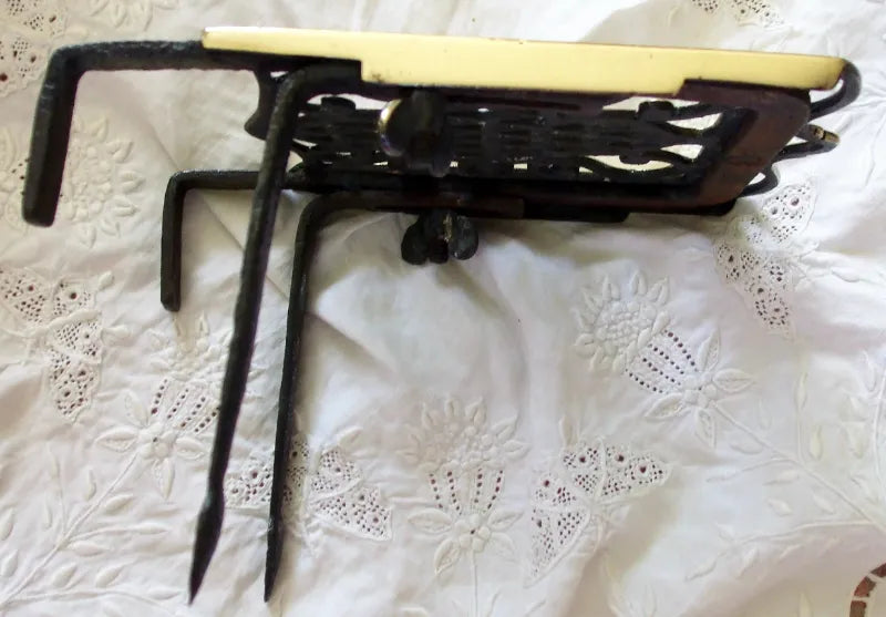 Antique English Victorian Brass & Iron Hook-on Trivet