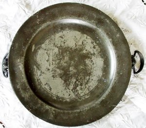 Antique English Victorian Pewter Hot Water Plate