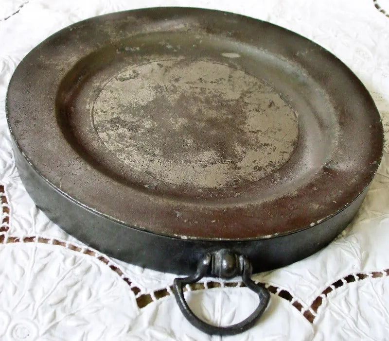 Antique English Victorian Pewter Hot Water Plate
