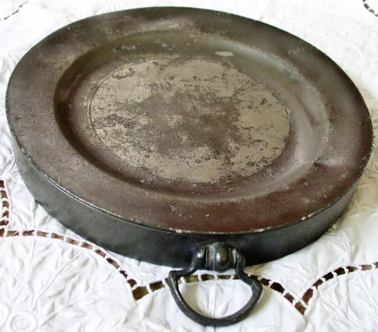 Antique English Victorian Pewter Hot Water Plate