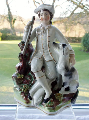 Antique Victorian Staffordshire Figure of a Hunter