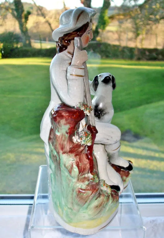 Antique Victorian Staffordshire Figure of a Hunter