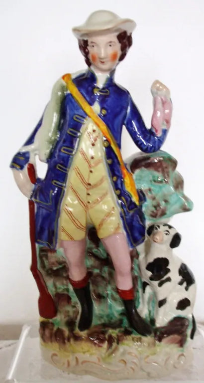Antique Victorian Staffordshire Pottery Figure of a Hunter