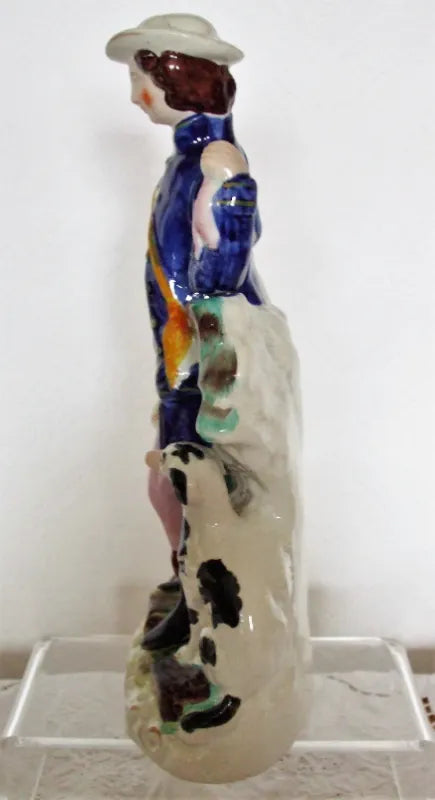 Antique Victorian Staffordshire Pottery Figure of a Hunter