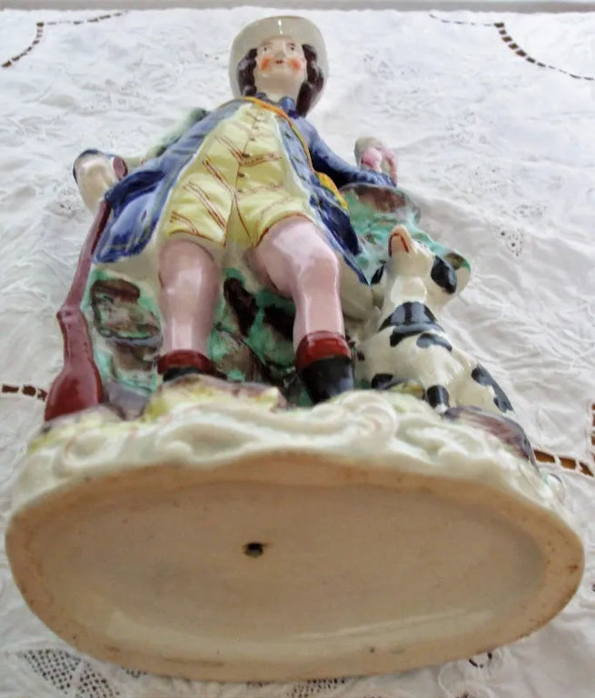 Antique Victorian Staffordshire Pottery Figure of a Hunter