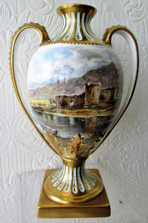 Hand-Painted & Gilded Porcelain Vase ~ "Inverlochy Castle"