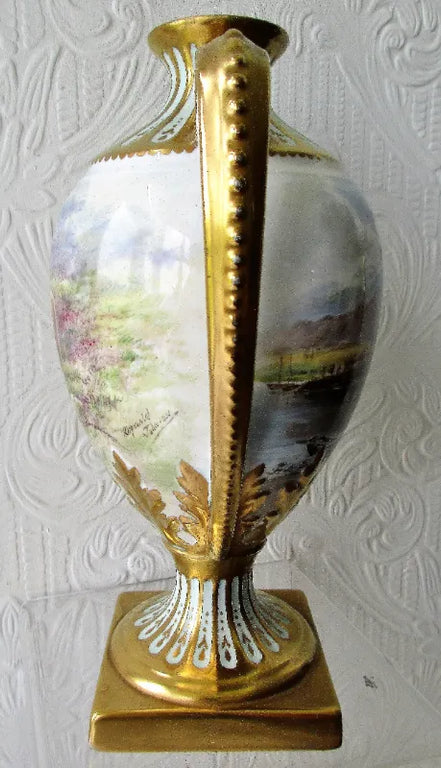 Hand-Painted & Gilded Porcelain Vase ~ 