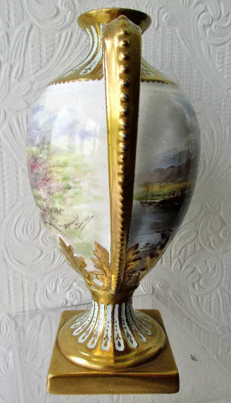Hand-Painted & Gilded Porcelain Vase ~ 