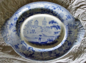 Antique Georgian Blue & White Transfer "Italian Scenery" Tureen Stand ~ John Meir