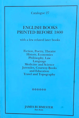 James Burmester Cat. No. 27 Printed Books Bath
