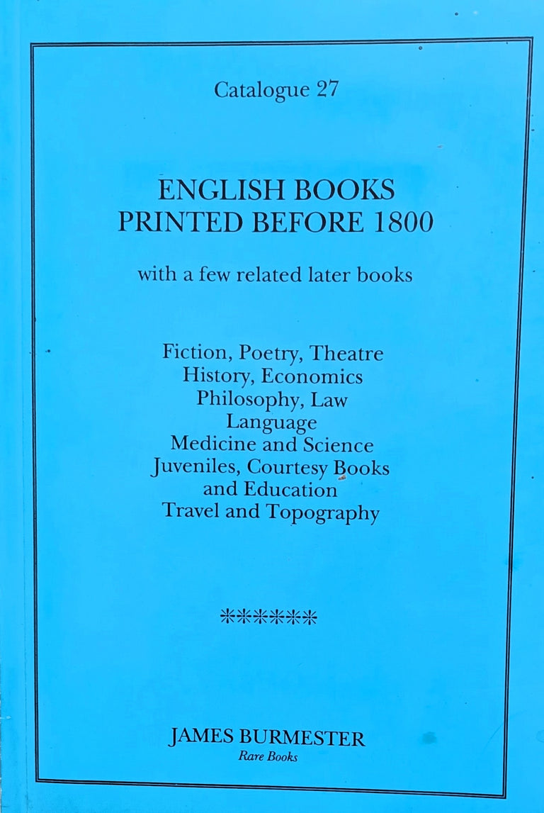 James Burmester Cat. No. 27 Printed Books Bath