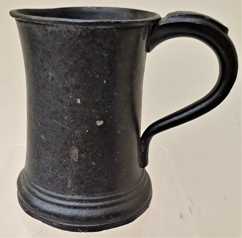 Antique English Georgian Pewter Pint Concave Mug ~ James Yates