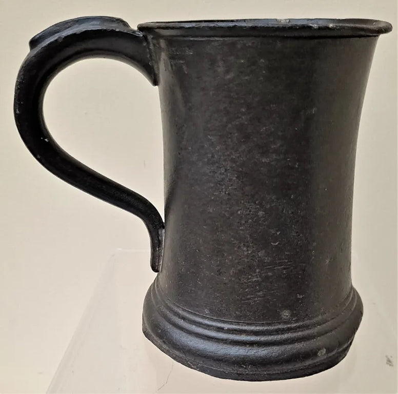 Antique English Georgian Pewter Pint Concave Mug ~ James Yates