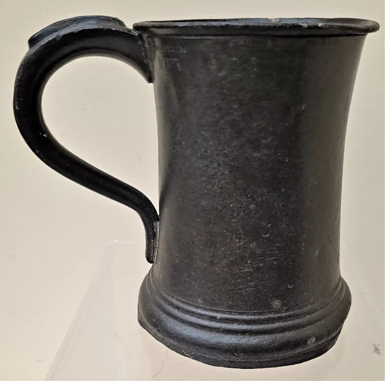 Antique English Georgian Pewter Pint Concave Mug ~ James Yates