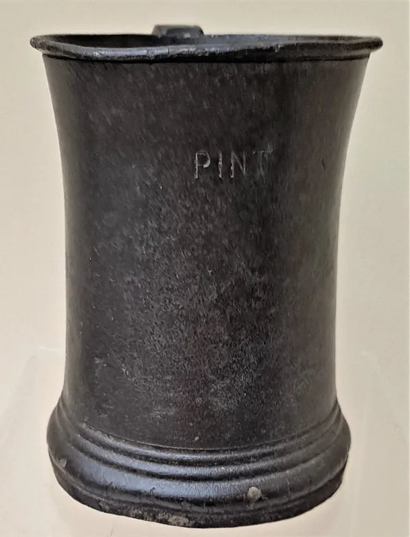 Antique English Georgian Pewter Pint Concave Mug ~ James Yates