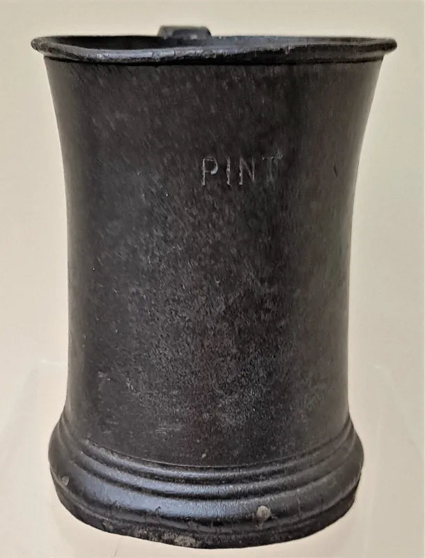 Antique English Georgian Pewter Pint Concave Mug ~ James Yates