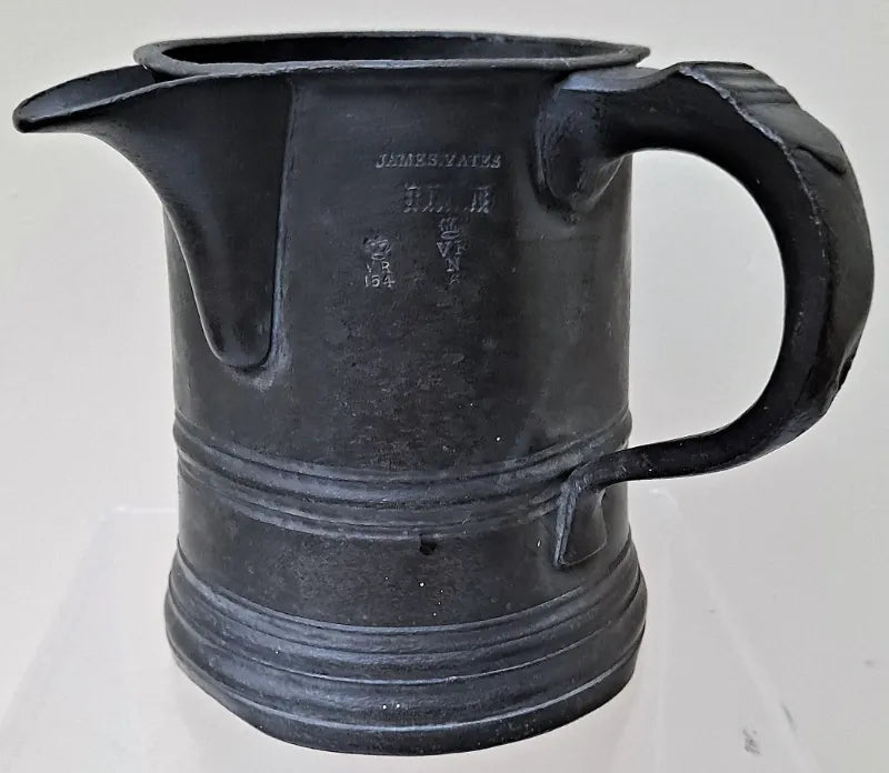 Antique English Georgian Pewter Pint Tavern Jug ~ James Yates