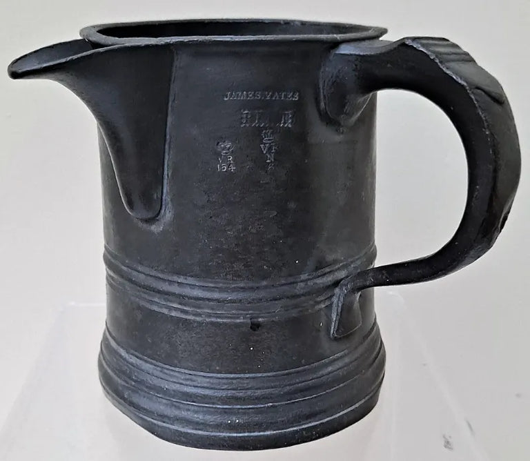Antique English Georgian Pewter Pint Tavern Jug ~ James Yates
