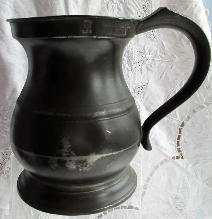 Antique Georgian Pewter Pint Baluster Measure ~ James Yates