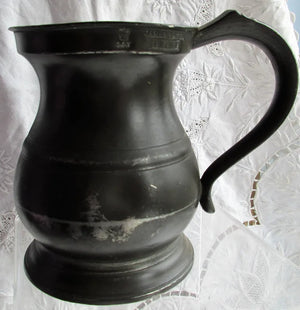 Antique Georgian Pewter Pint Baluster Measure ~ James Yates