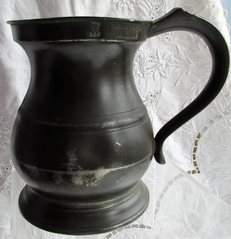Antique Georgian Pewter Pint Baluster Measure ~ James Yates