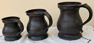 Set of 3 Antique Georgian Pewter Baluster Measures ~ James Yates