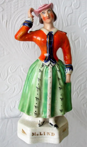 Antique English Victorian Staffordshire Pottery Theatrical Figure ~ "Jenny Lind as Marie"