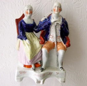 Antique English Victorian Staffordshire Pottery Portrait Figure "John Anderson, My Jo"