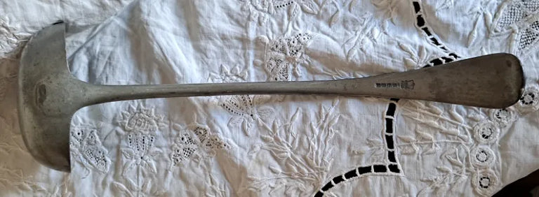 Antique English Victorian Pewter Basting Ladle ~ John Yates