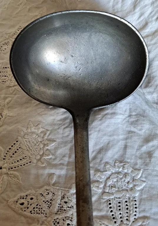 Antique English Victorian Pewter Basting Ladle ~ John Yates
