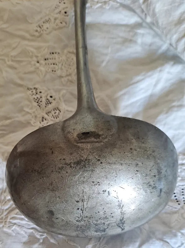 Antique English Victorian Pewter Basting Ladle ~ John Yates