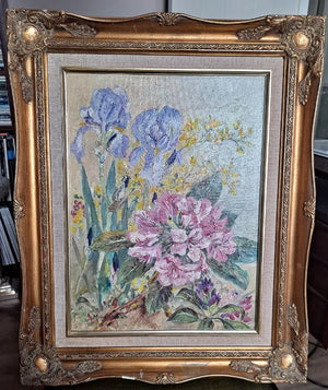 Framed Oil Painting on Canvas ~ "June Flowers" ~ Mona Wallin
