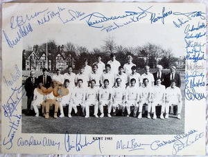 Autograph Signed Photograph ~ Kent County Cricket Club 1985