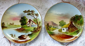 Pair of Vintage English Pastoral Pottery Plates