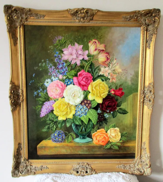 Spring Floral Arrangement ~ Oil on Canvas ~ Reg Johnson ~ c. 1983