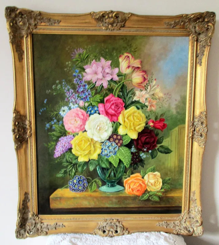 Spring Floral Arrangement ~ Oil on Canvas ~ Reg Johnson ~ c. 1983