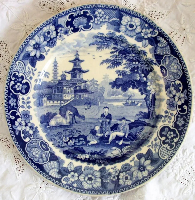 Antique French Blue & White Transfer Plate ~ Lebeuf & Thibault