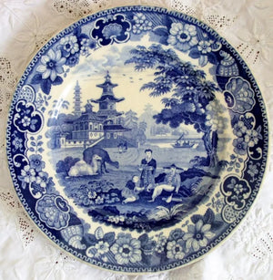Antique French Blue & White Transfer Plate ~ Lebeuf & Thibault