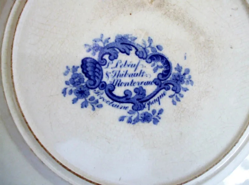 Antique French Blue & White Transfer Plate ~ Lebeuf & Thibault